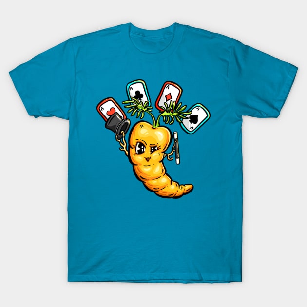 The Carrot Magician Lucky Aces Cartoon T-Shirt by Squeeb Creative